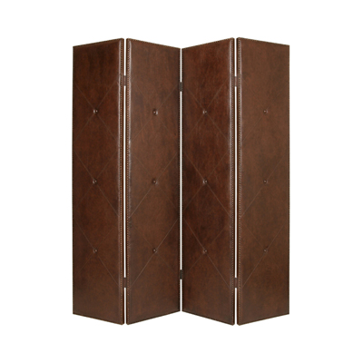 Copley Faux Leather Four Panel Screen